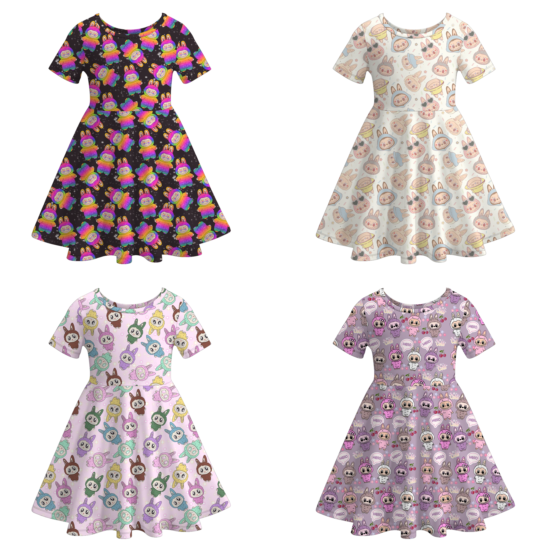 (Pre Order)Girls Spring&Summer Cartoon Print Dress
