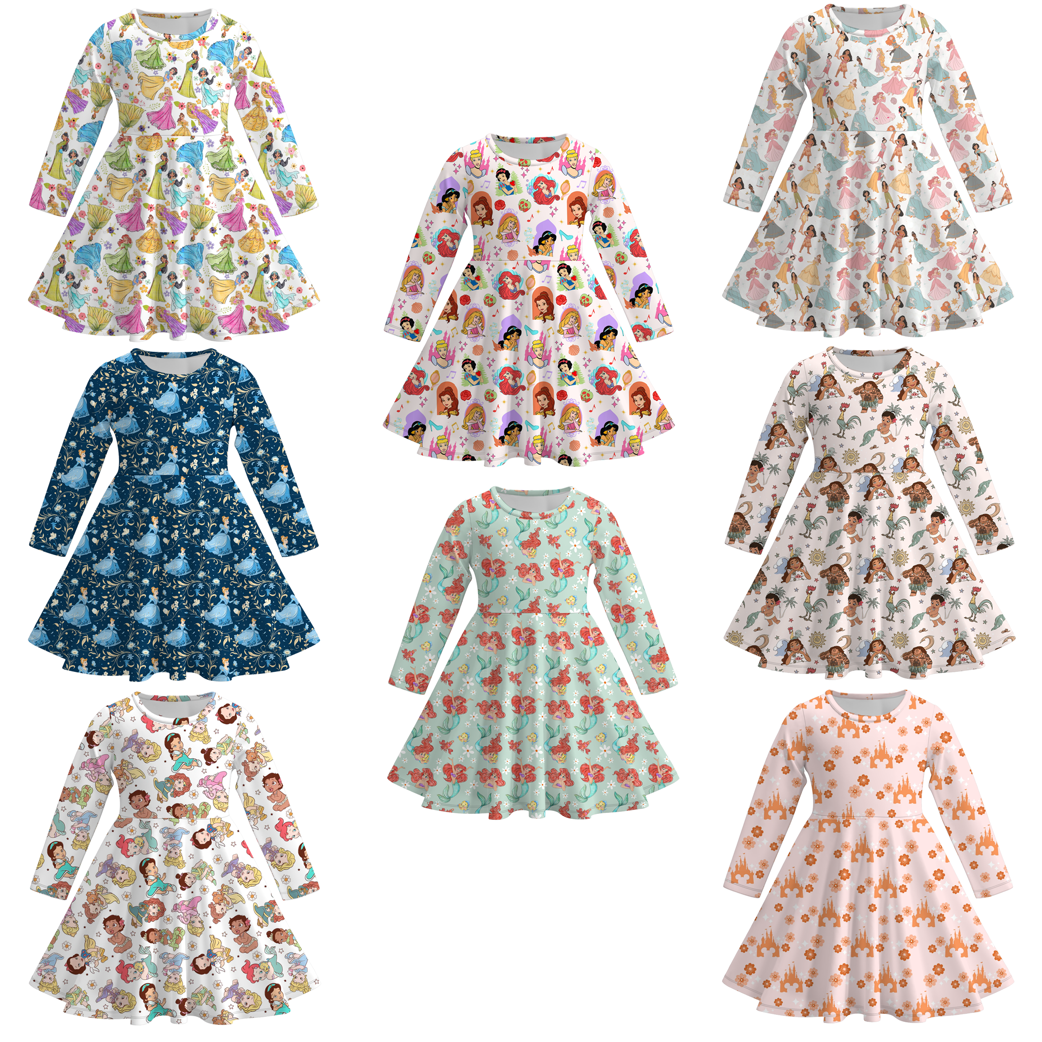 (Pre Order)Girls Fall Princess Print Dress