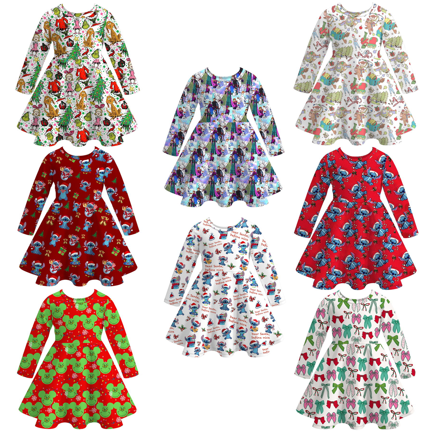 (Pre Order)Girls Christmas Print Milk Silk Dress