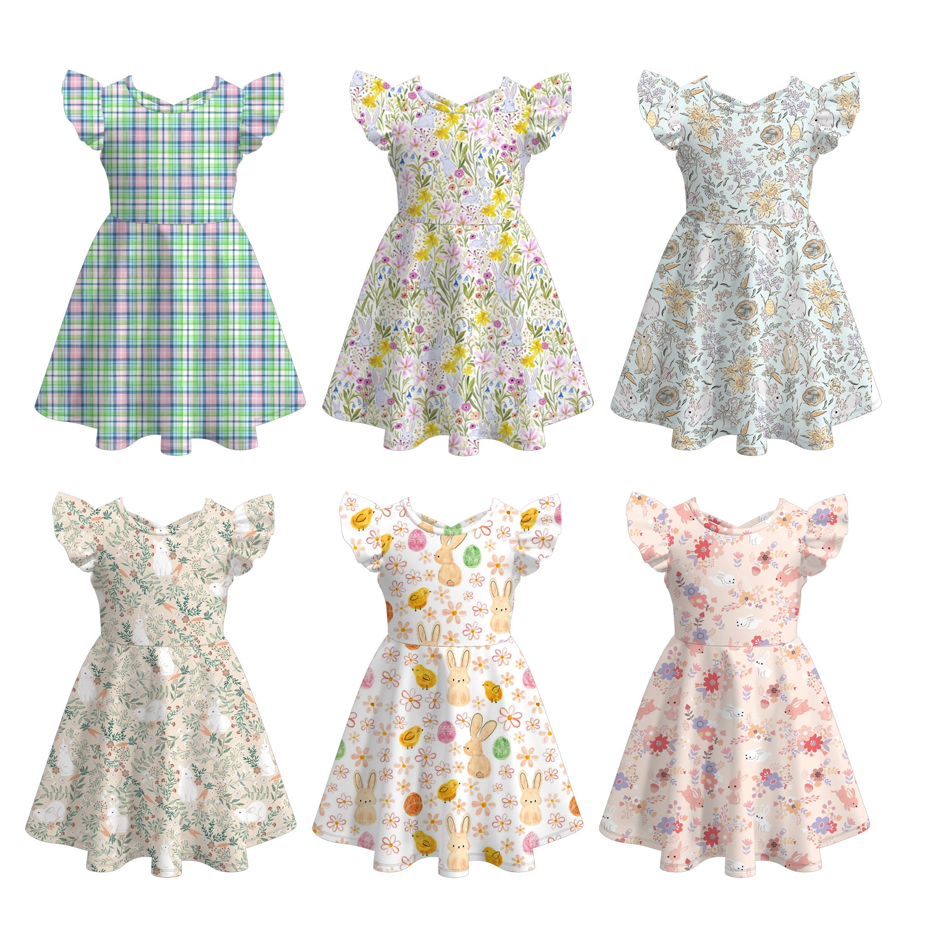 (Pre Order)Girls Easter Bunny Print Dress