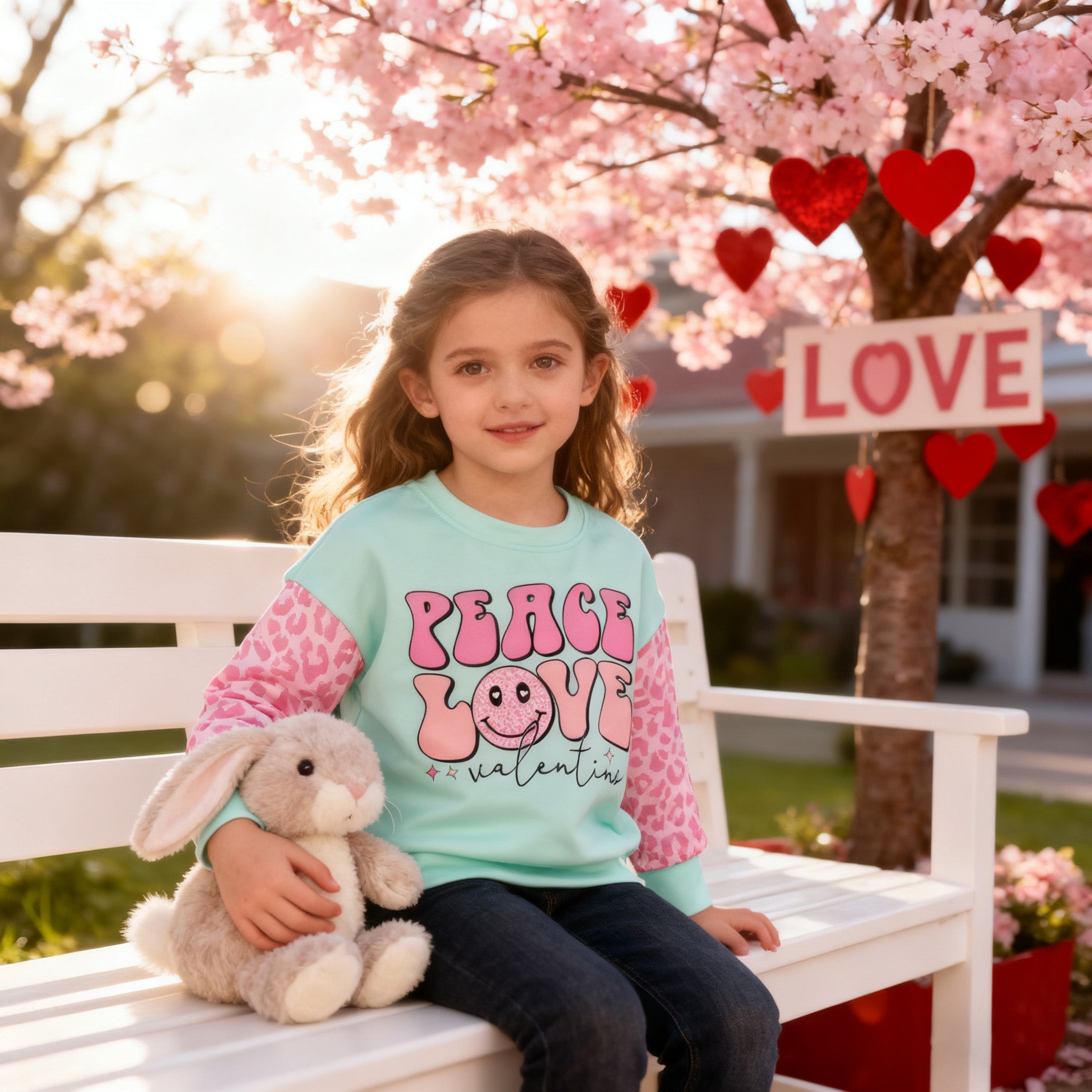 (In Stock)Girls Valentine's Day Print Top
