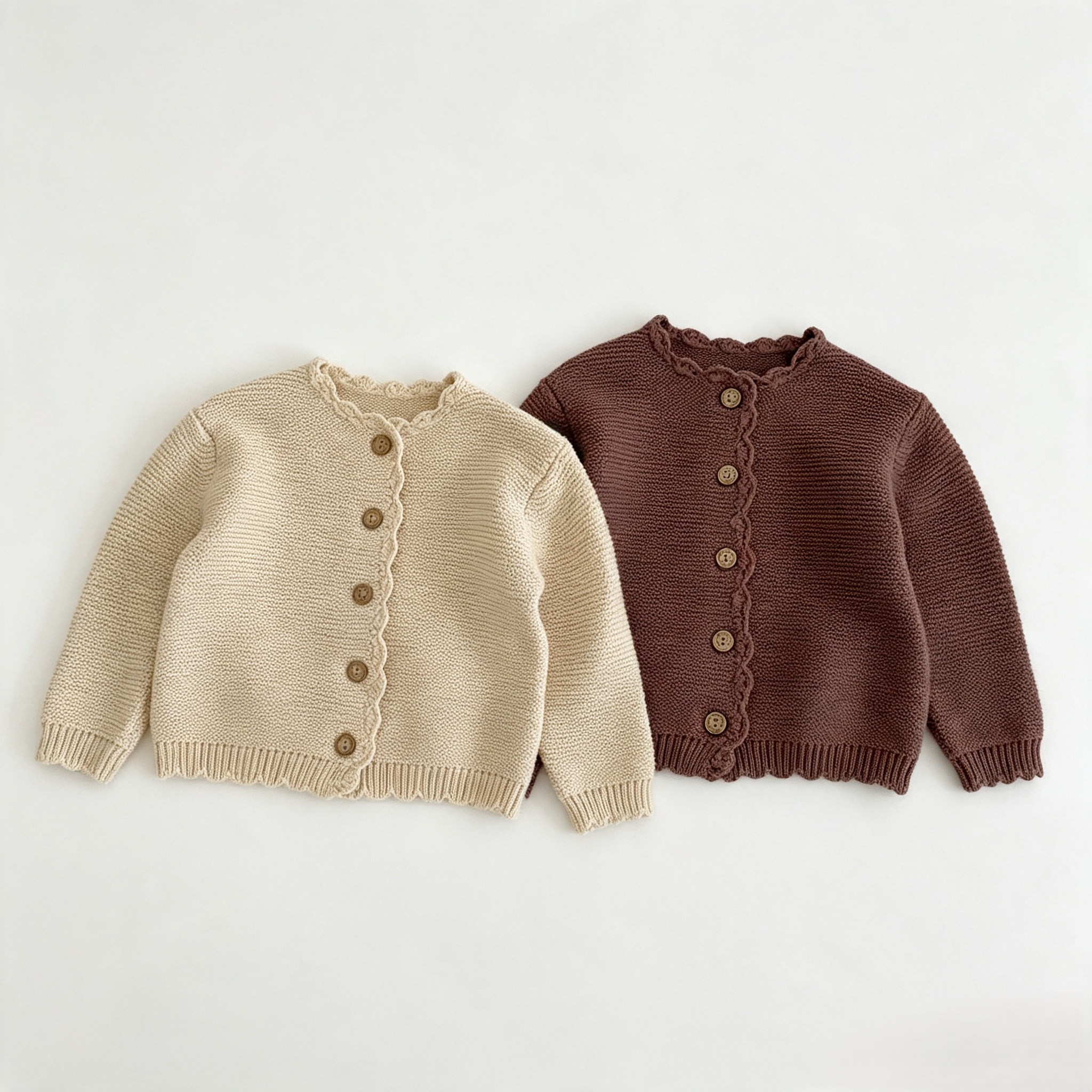 (Pre Order 2 Weeks)Girls Fall Scallop Knitted Cardigan