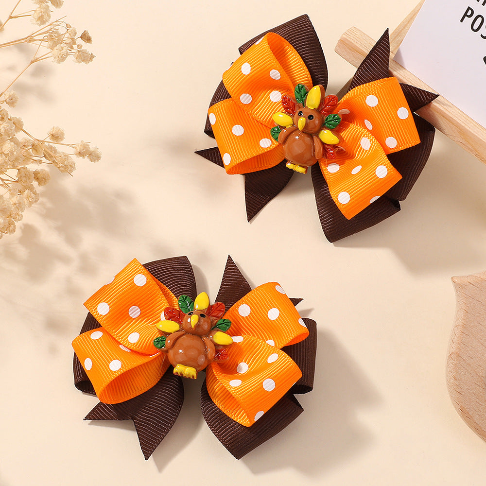 (Pre Order)Girls Thanksgiving Hair Clip-2 pcs a set