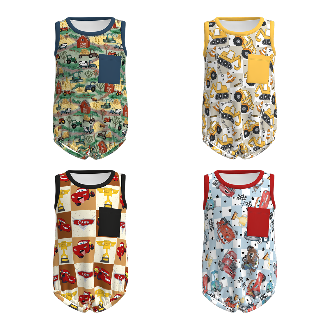 (Pre Order)Toddler Boys Spring and Summer Truck Print Romper