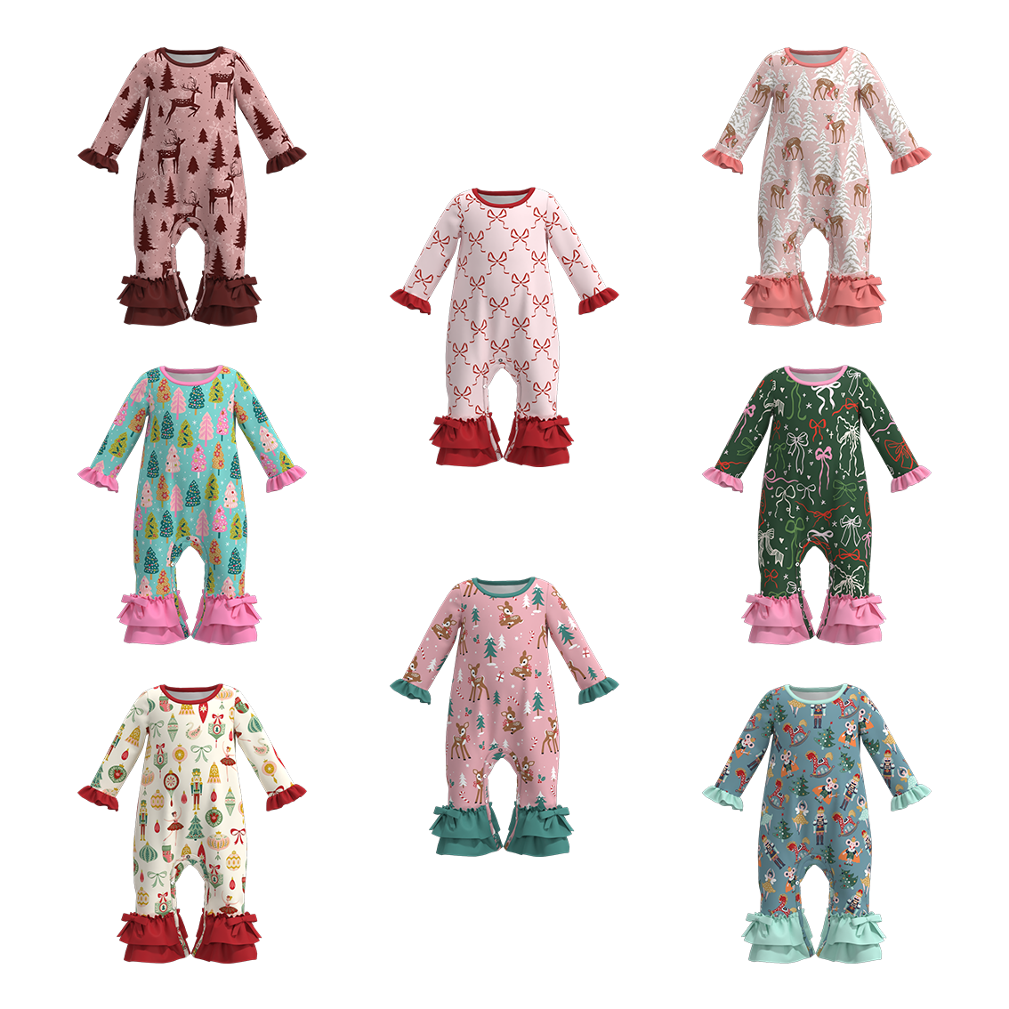 (Pre Order)Baby Girls Christmas Print Romper