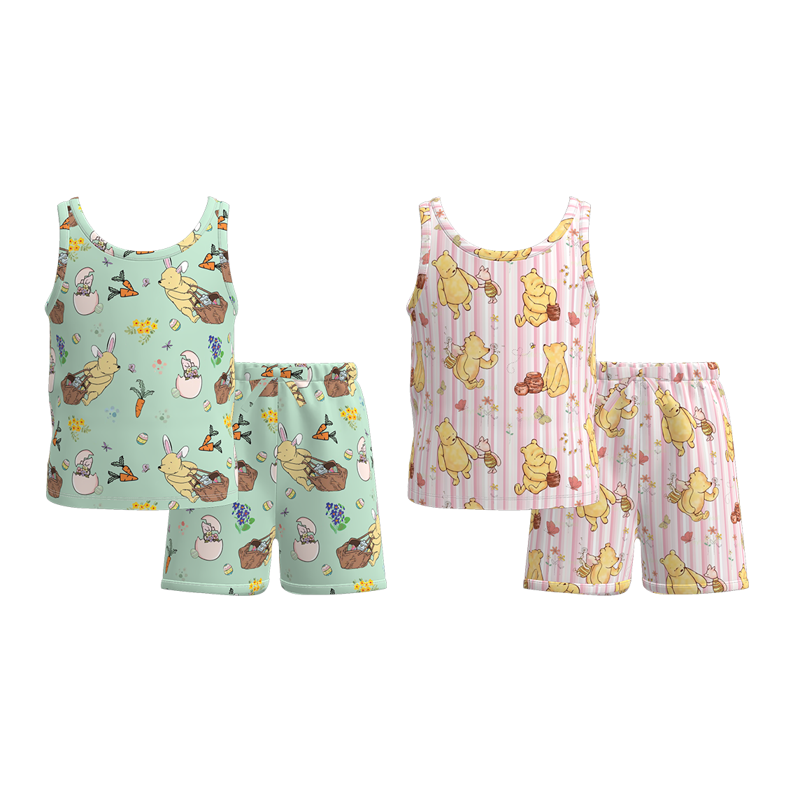 (Pre Order)Girls Spring and Summer Cartoon Print Shorts Set