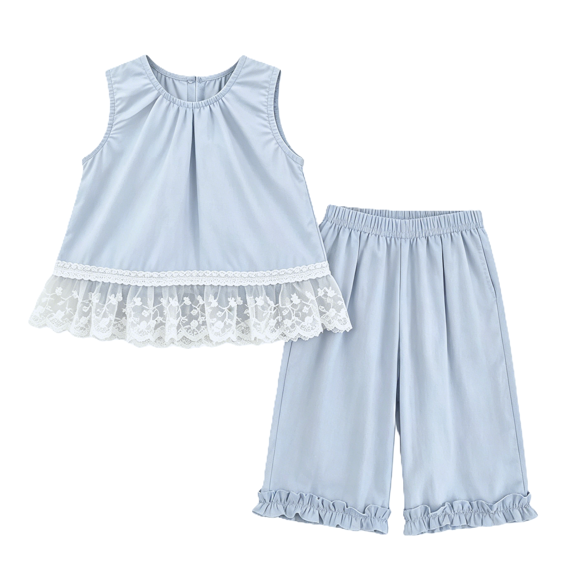 (In Production)Girls Lace Ruffle Outfit Set