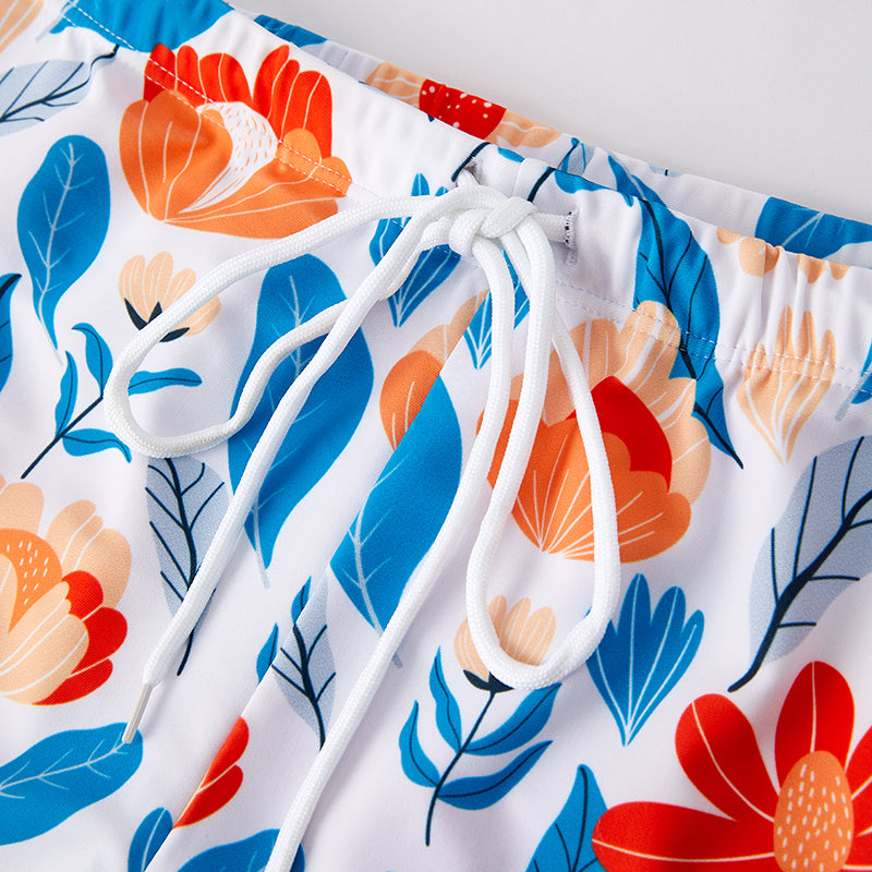 (In Stock)Daddy and Me Summer Floral Print Swim Trunks