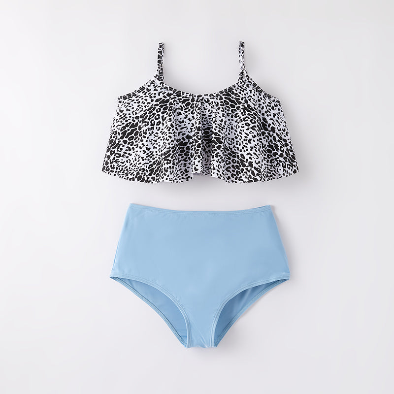 (In Stock)Adults Summer Light Blue Leopard Print Swimsuit