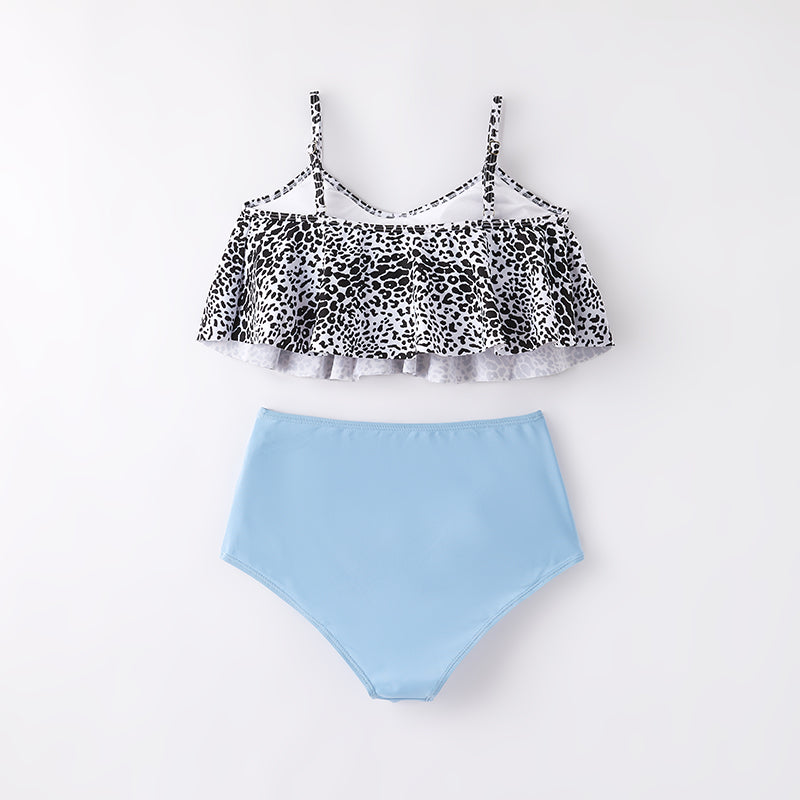 (In Stock)Adults Summer Light Blue Leopard Print Swimsuit