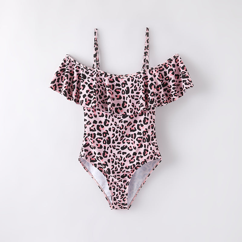 (In Stock)Adults Summer Pink Leopard Print Swimsuit