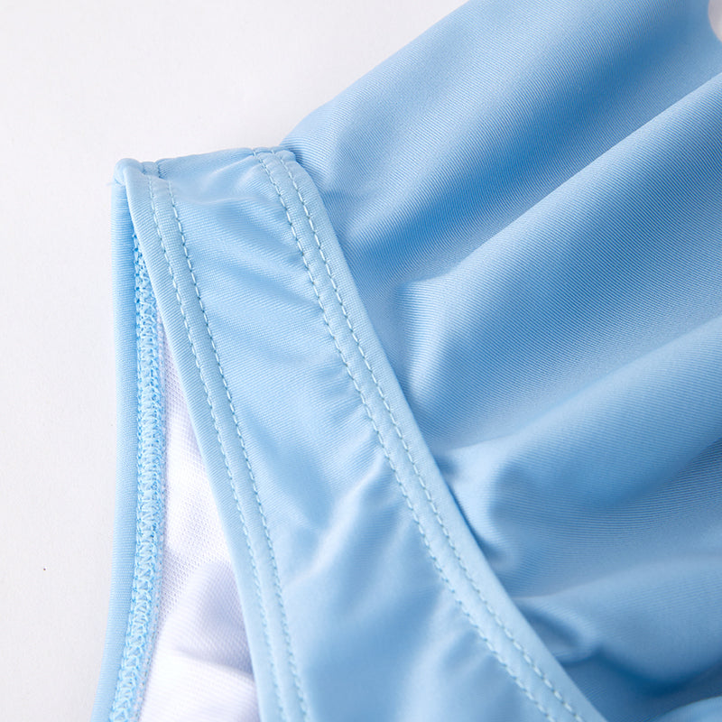 (In Stock)Adults Summer Haze Blue Floral Print Swimsuit