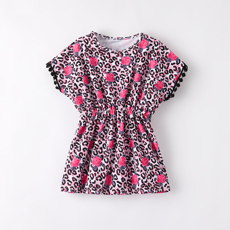 (In Stock)Mommy and Me Summer Leopard&Rose Print Swimsuit