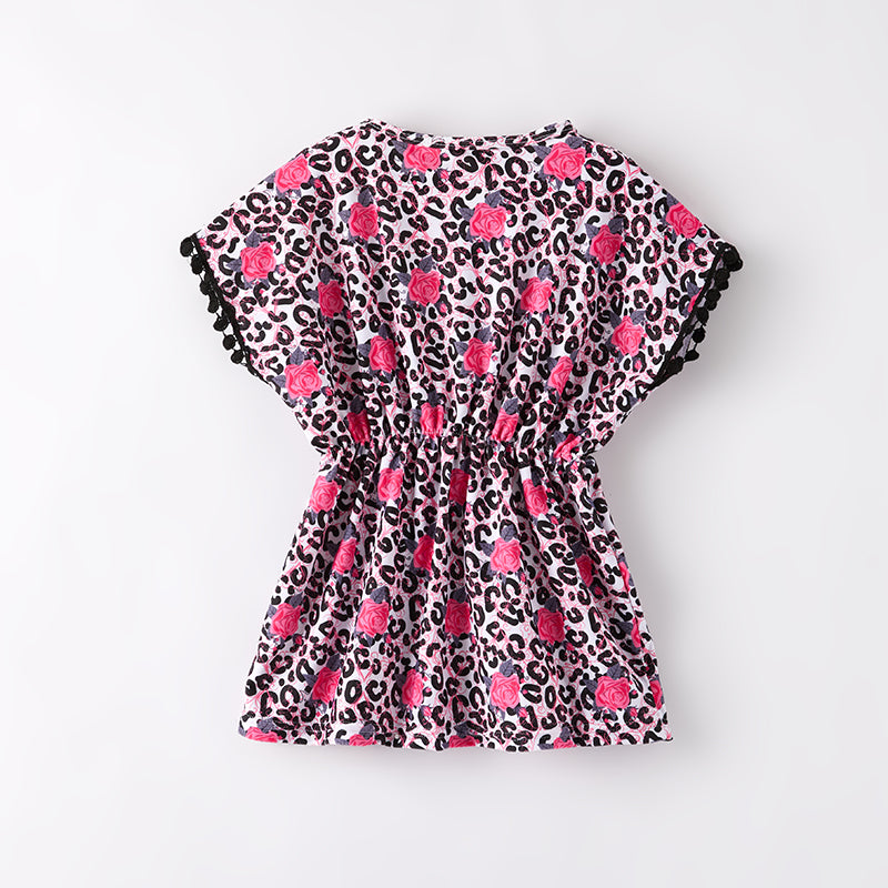 (In Stock)Mommy and Me Summer Leopard&Rose Print Swimsuit