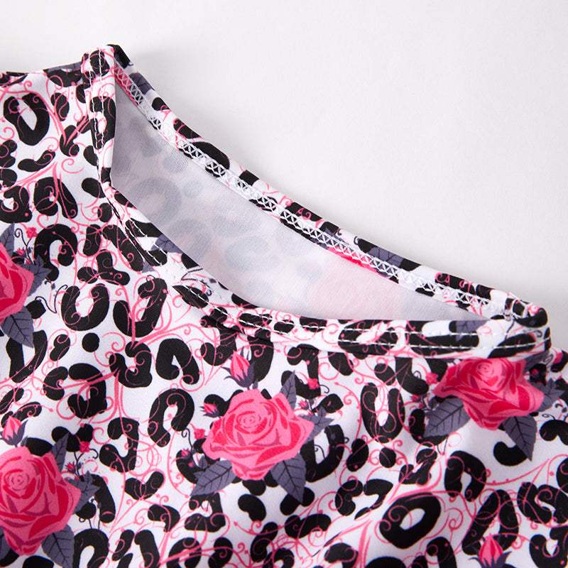 (In Stock)Mommy and Me Summer Leopard&Rose Print Swimsuit