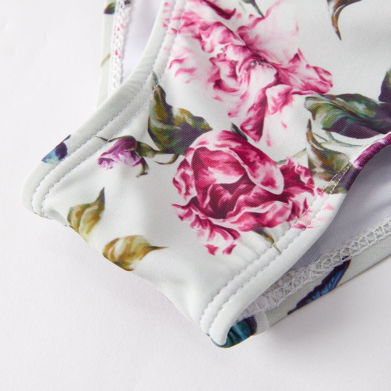 (In Stock)Adults Summer Fuchsia Rose Print Swimsuit