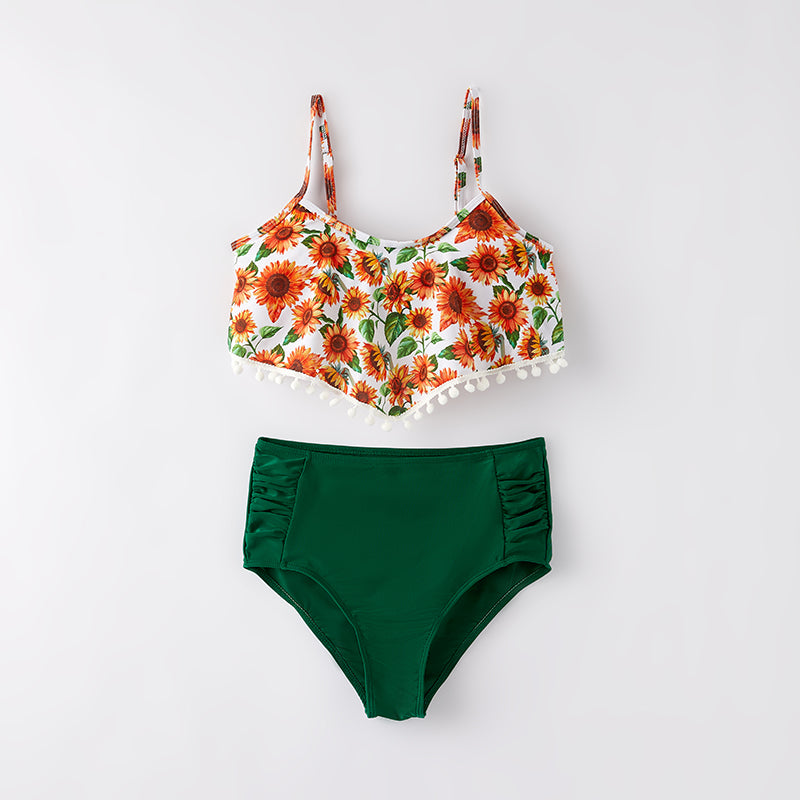 (In Stock)Mommy and Me Summer Sunflower Print Swimsuit