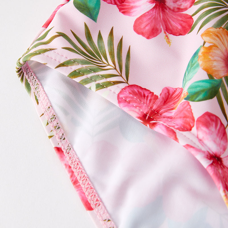 (In Stock)Adults Summer Pink Floral Print Swimsuit