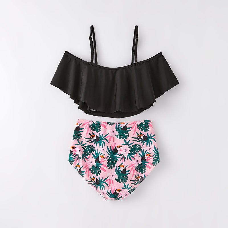 (In Stock)Adults Summer Monstera Deliciosa Print Swimsuit