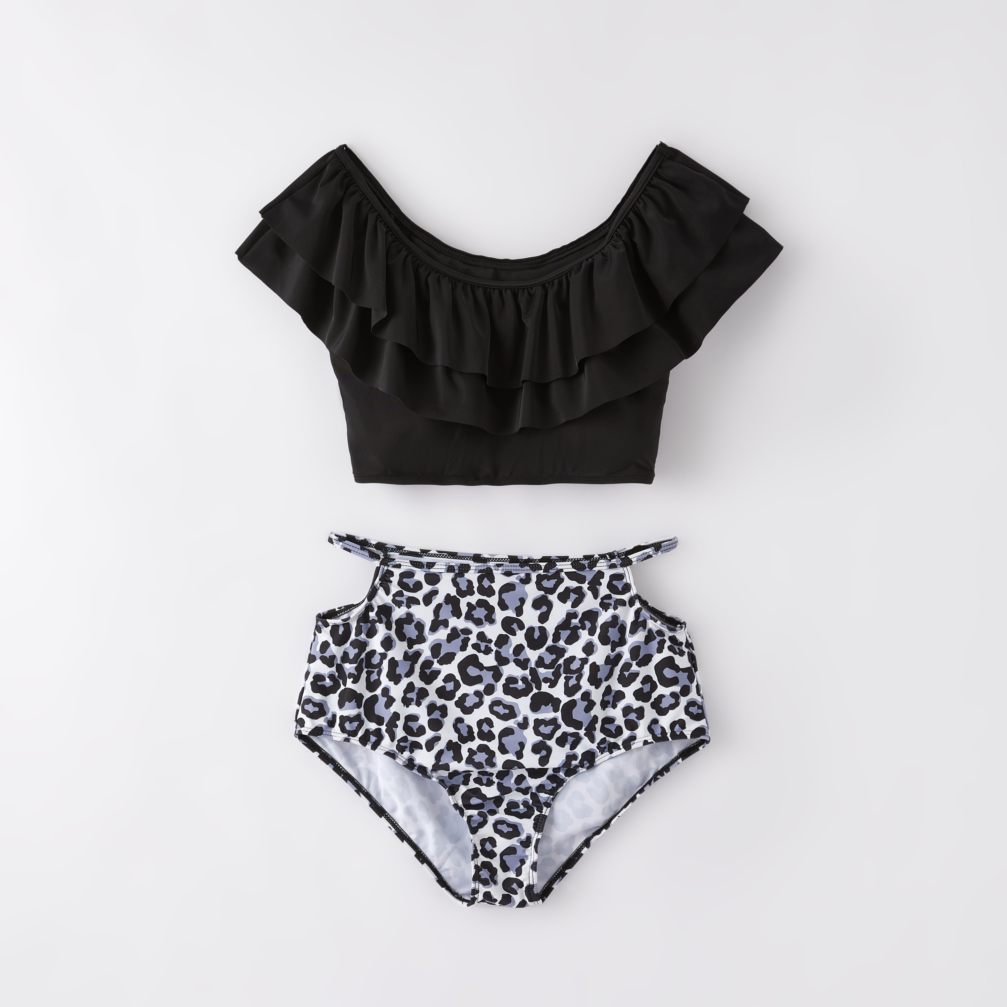 (In Stock)Adults Summer Leopard Print Waist Cutout Swimsuit