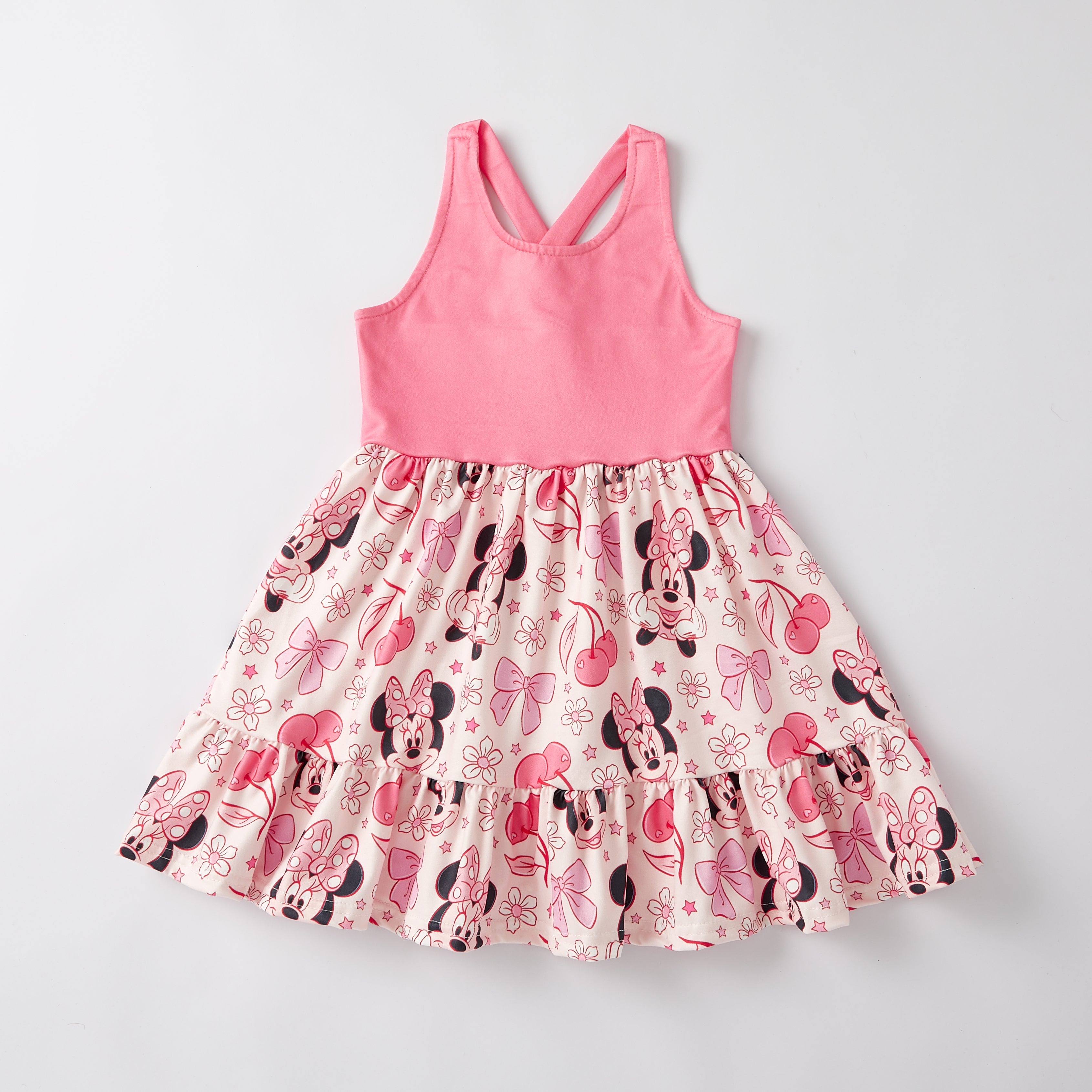 (Pre Order)Girls Spring and Summer Cartoon Character Print Sleeveless Dress