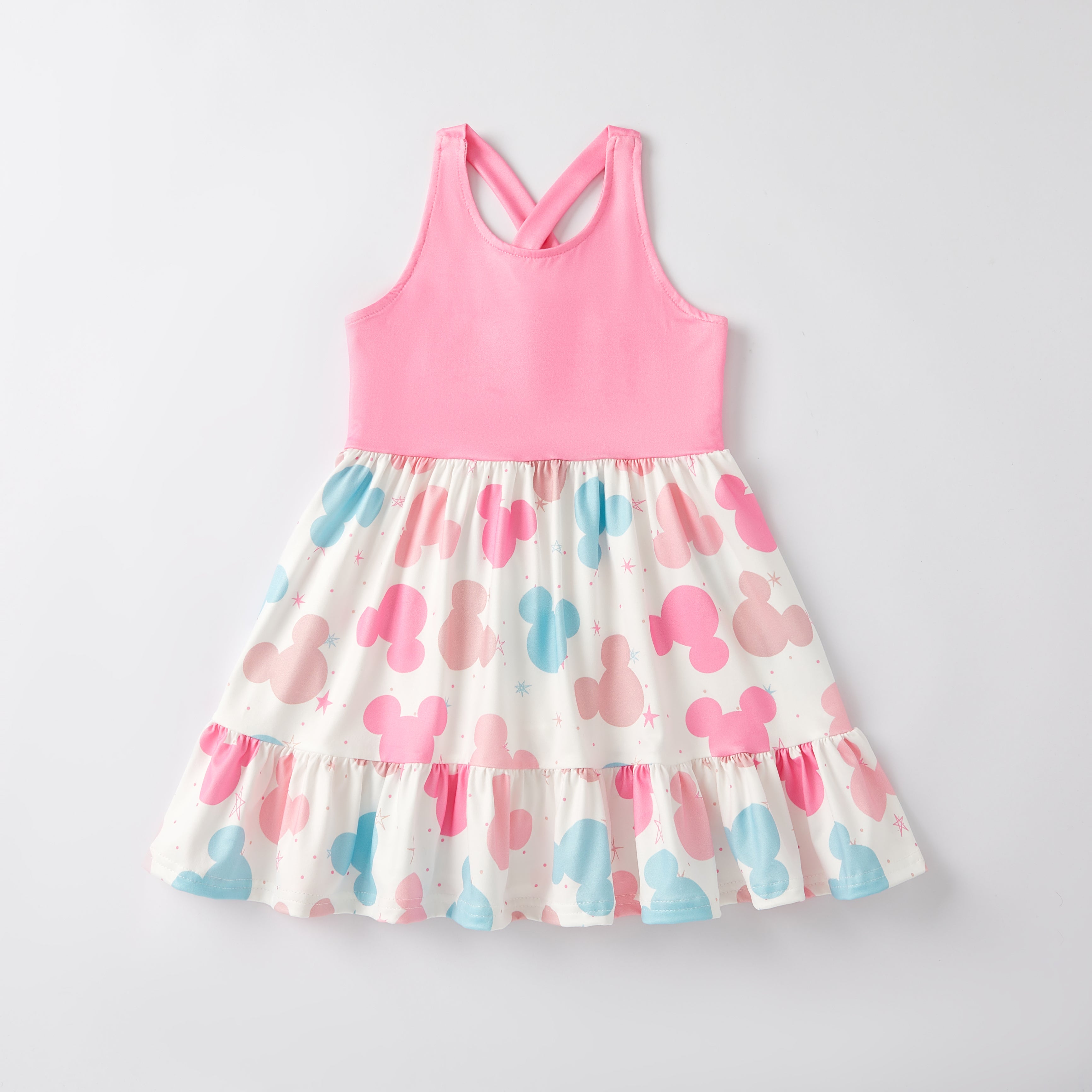 (Pre Order)Girls Spring and Summer Cartoon Character Print Sleeveless Dress