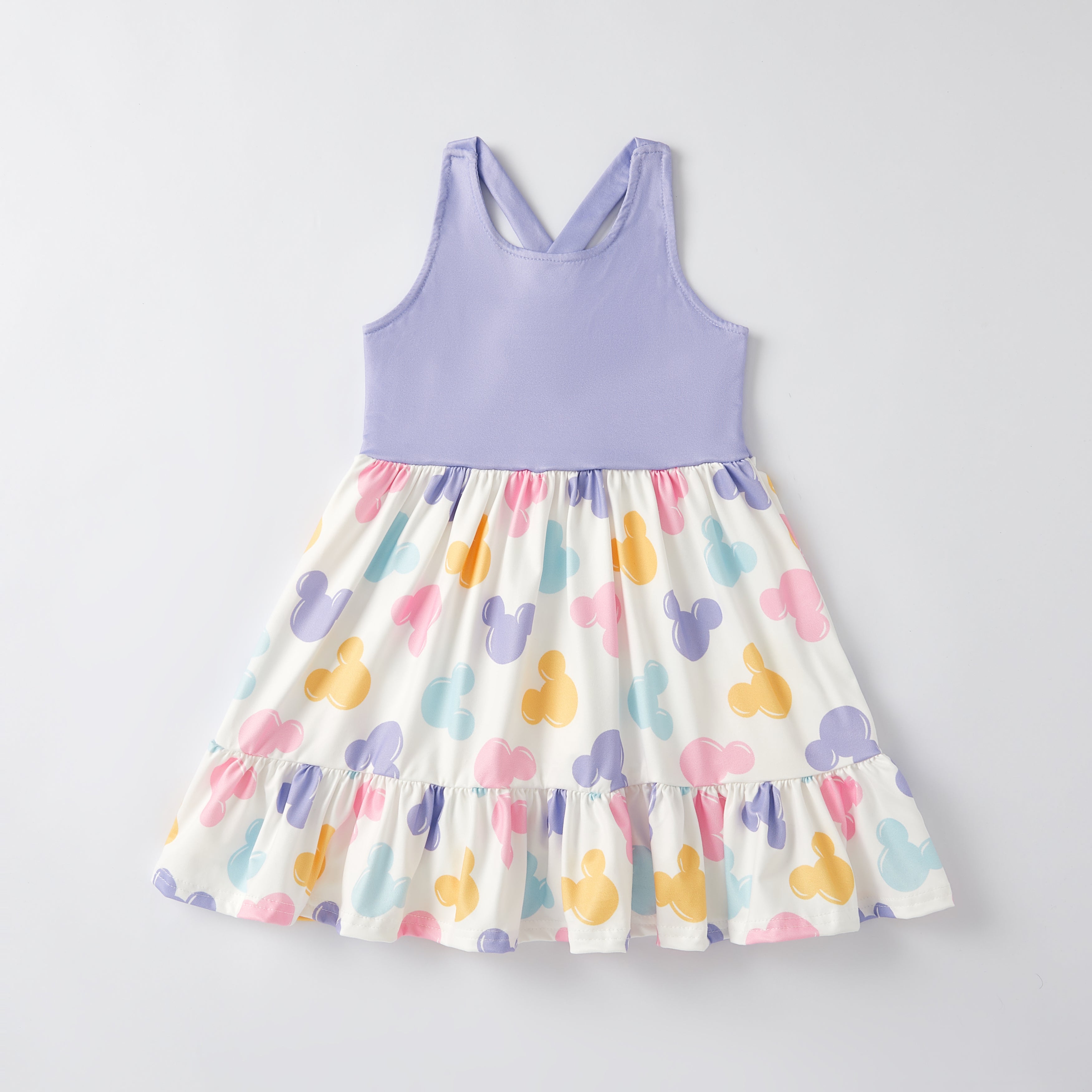 (Pre Order)Girls Spring and Summer Cartoon Character Print Sleeveless Dress