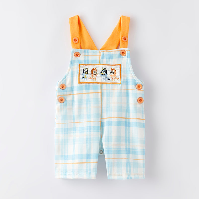 (In Stock)Toddler Boys Spring and Summer Cartoon Embroidery Smocked Romper