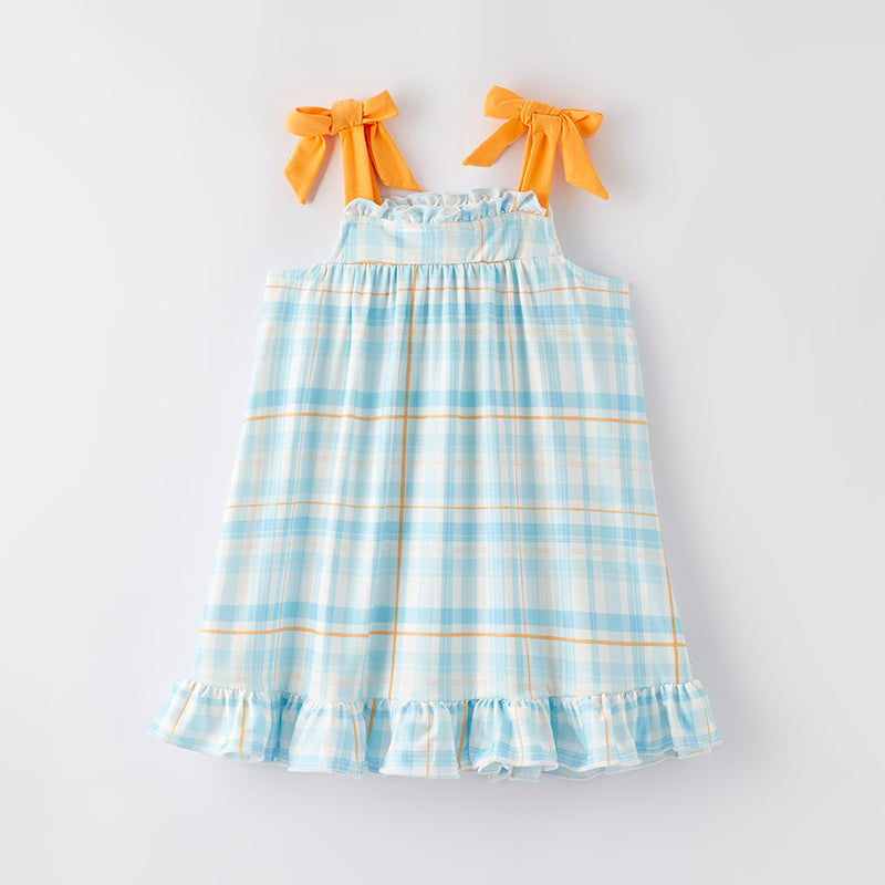 (In Stock)Girls Spring and Summer Cartoon Embroidery Smocked Dress