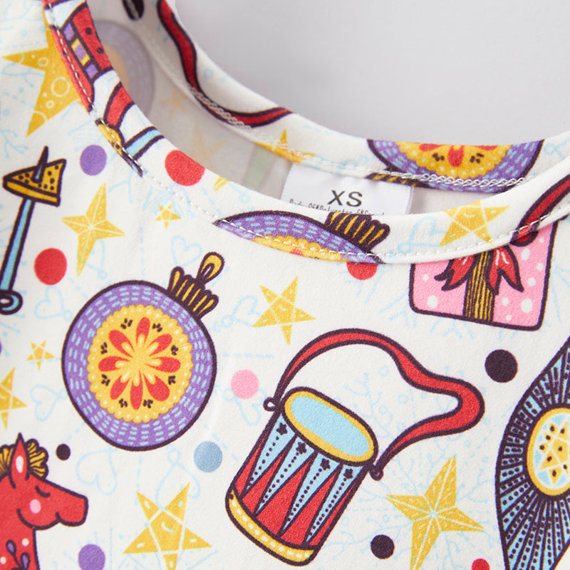 (In Stock L8-2-3)Girls Christmas Nutcracker Print Dress