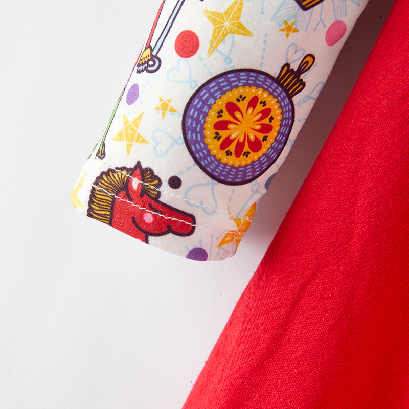 (In Stock L8-2-3)Girls Christmas Nutcracker Print Dress