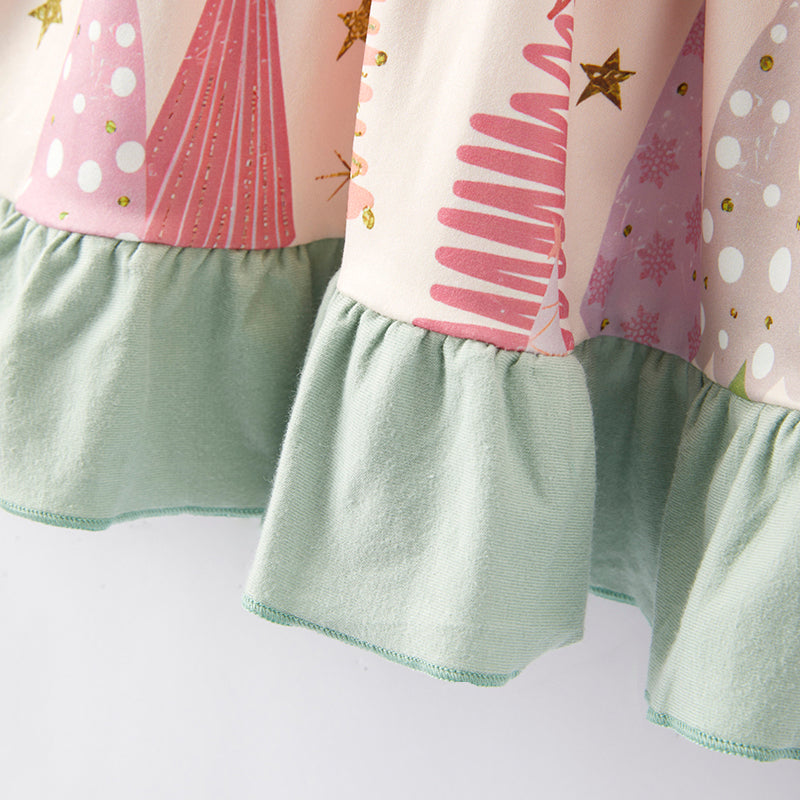 (In Stock)Girls Christmas Print Dress