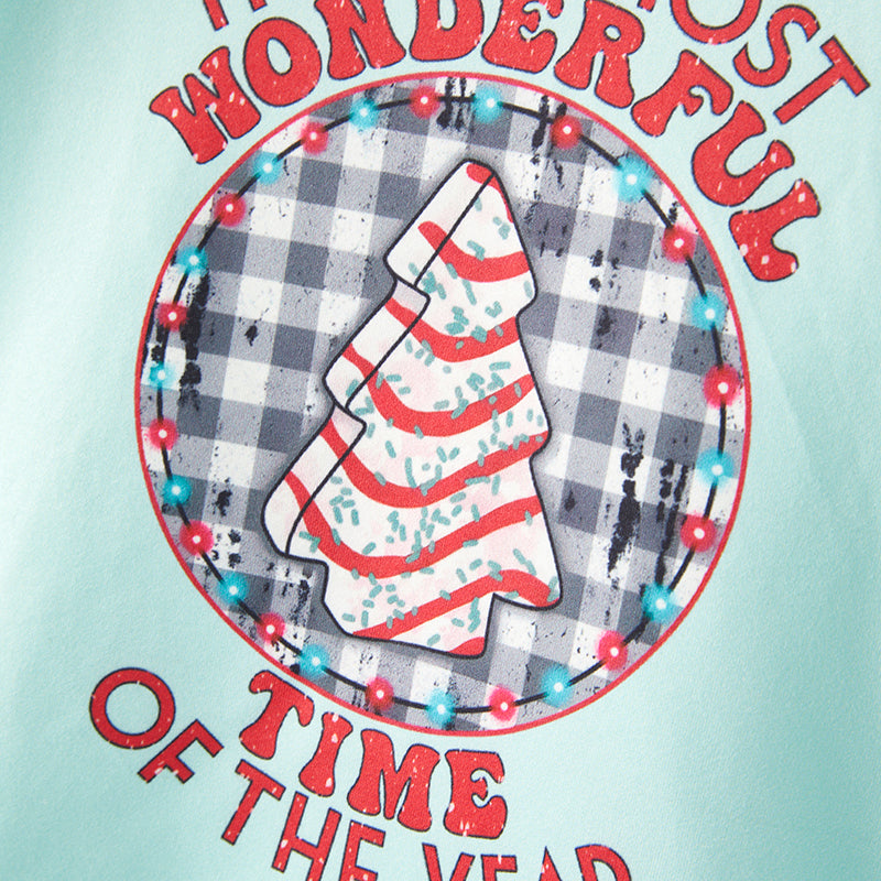 (In Stock G24-3-3)Girls Christmas Print Outfit Set