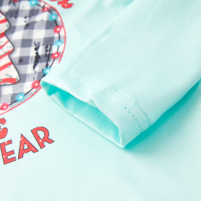 (In Stock G24-3-3)Girls Christmas Print Outfit Set