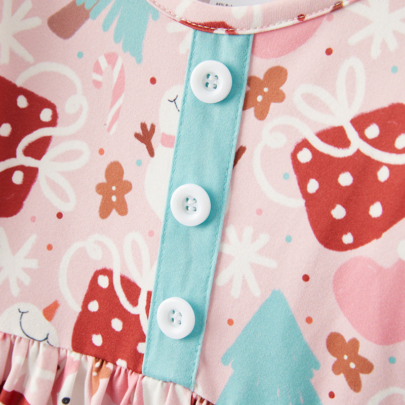 (In Stock G27-1-3)Girls Christmas Print Dress