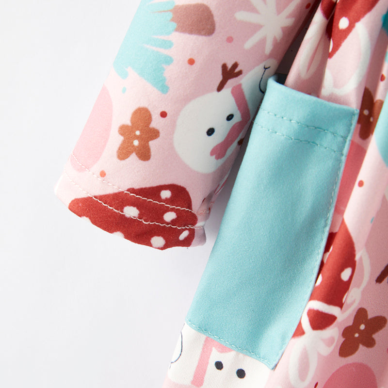 (In Stock G27-1-3)Girls Christmas Print Dress