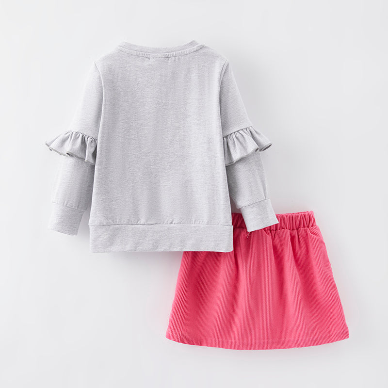 (In Stock Q5-1-2)Girls Thanksgiving Print Skirt Set