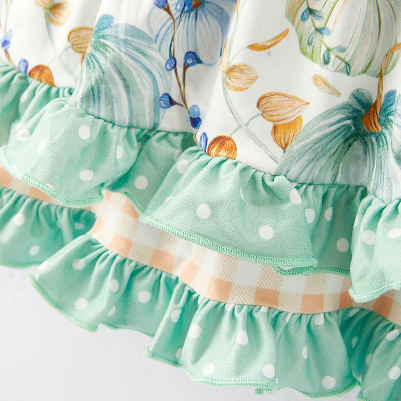 (In Stock Q4-5-2)Girls Thanksgiving Print Dress