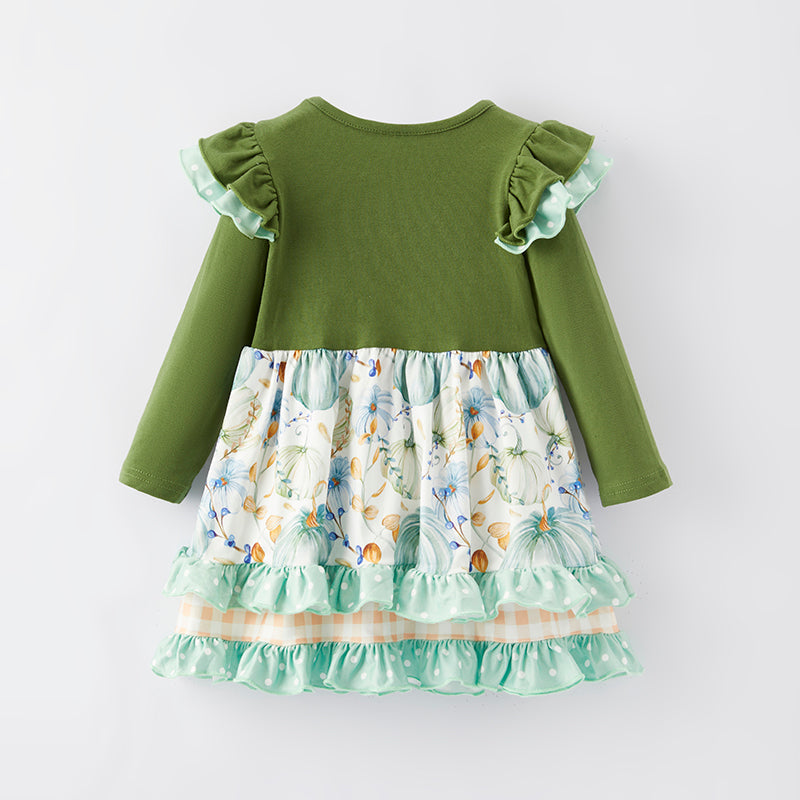 (In Stock Q4-5-2)Girls Thanksgiving Print Dress