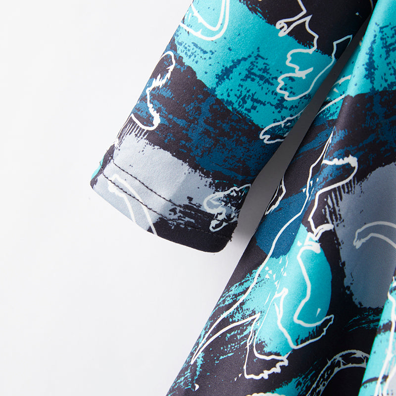 (In Stock E2-5-1)Girls Fall Dinosaur Print Dress