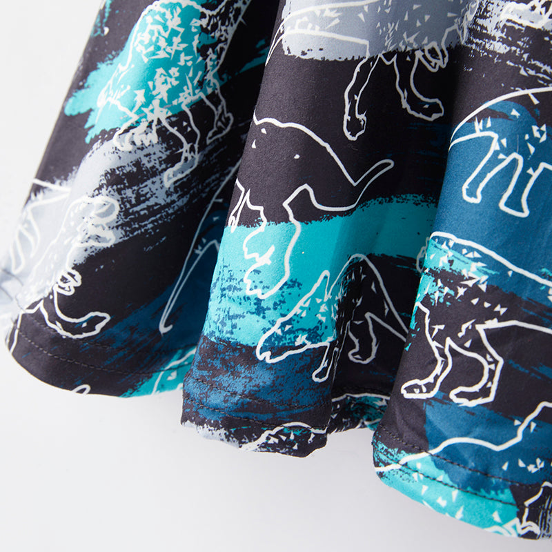 (In Stock E2-5-1)Girls Fall Dinosaur Print Dress
