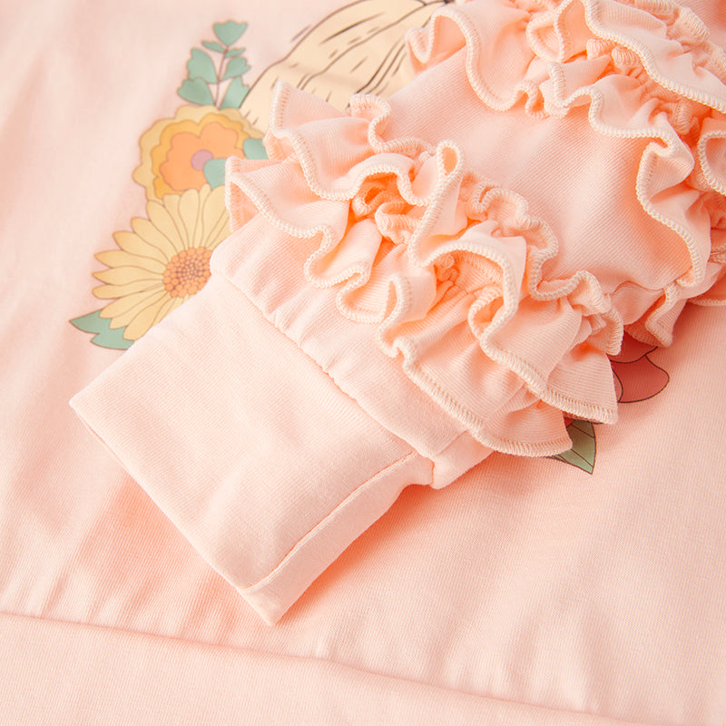 (In Stock E7-2-1)Girls Fall Pumpkin Print Outfit Set