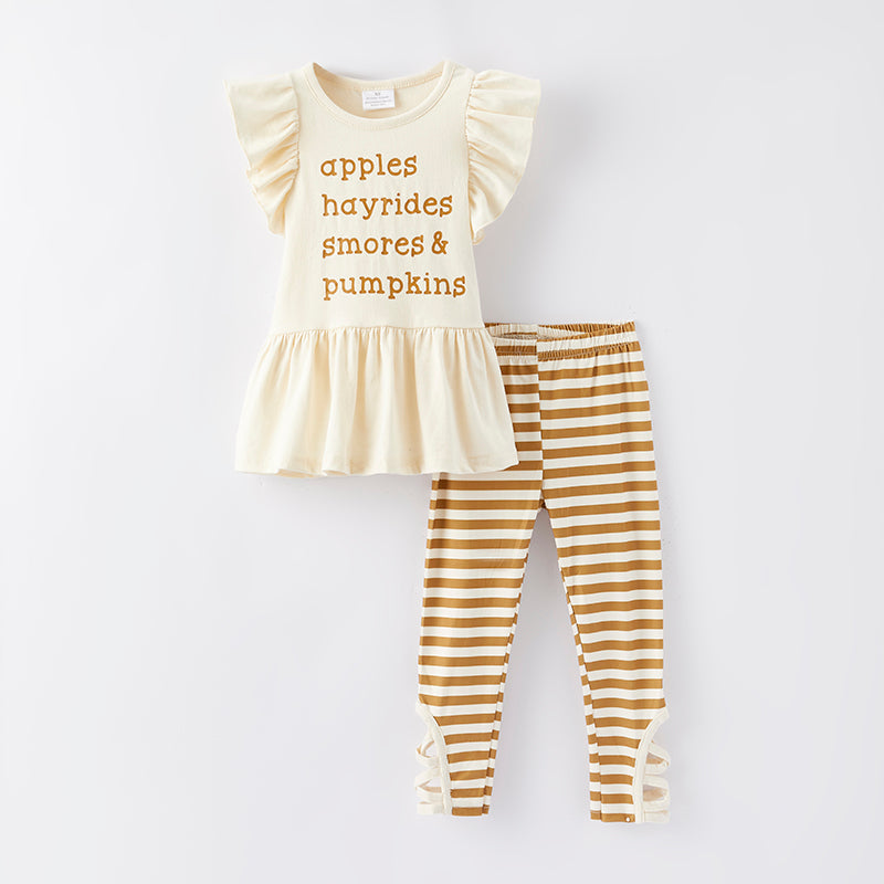 (In Stock Q5-4-2)Girls Halloween Print Outfit Set