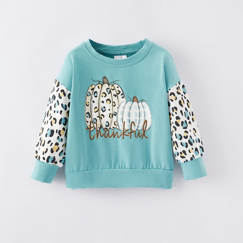 (In Stock L32-4-3)Girls Thanksgiving Print Top
