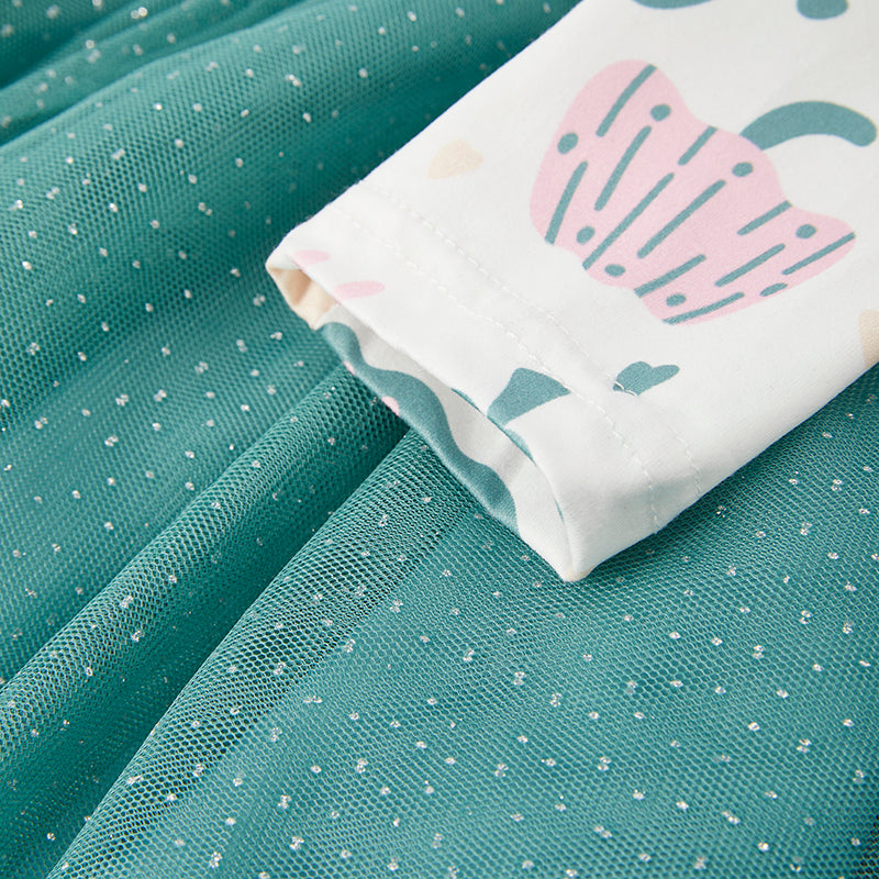 (In Stock Q5-5-2)Girls Thanksgiving Print Tulle Dress