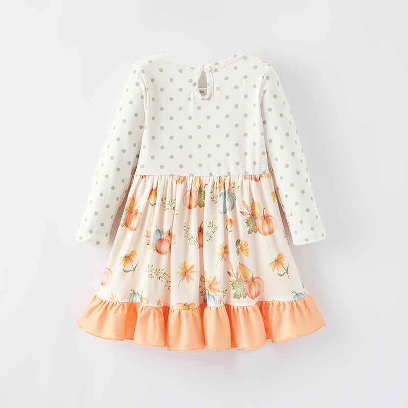 (In Stock Q5-5-2)Girls Thanksgiving Print Dress