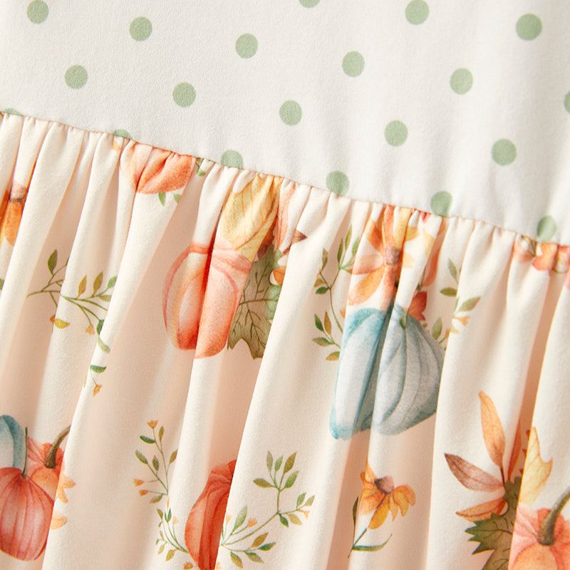 (In Stock Q5-5-2)Girls Thanksgiving Print Dress