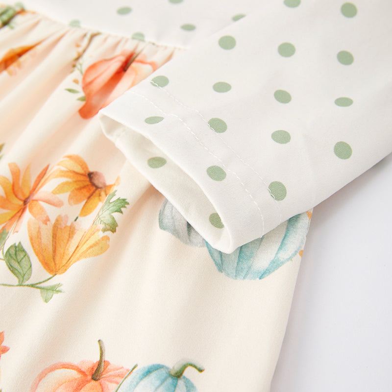 (In Stock Q5-5-2)Girls Thanksgiving Print Dress