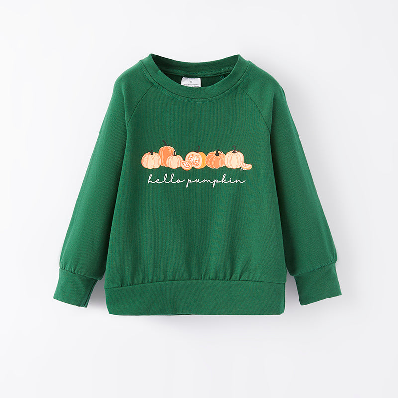 (In Stock Q6-4-3)Girls Thanksgiving Pumpkin Print Top