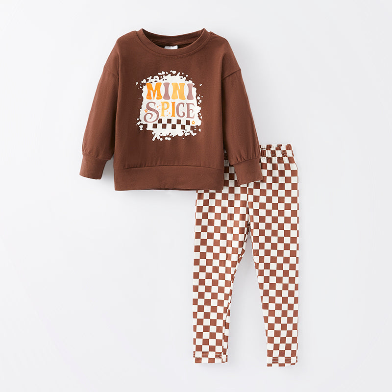 (In Stock G25-1-2)Girls Thanksgiving MINI SPICE Print Outfit Set